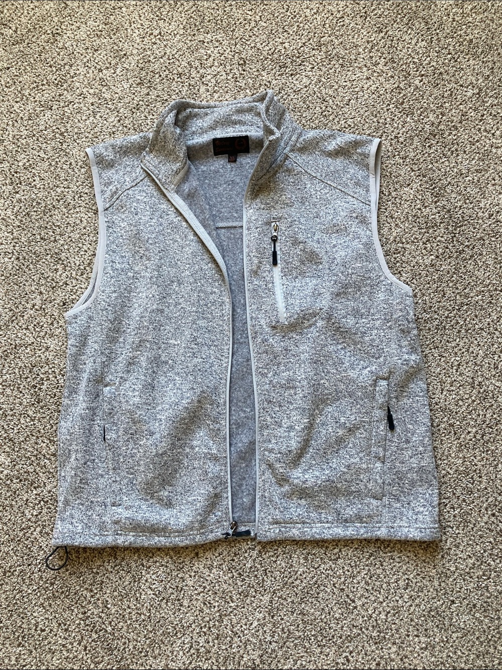 Men's Light Gray Zip-Front Fleece Vest